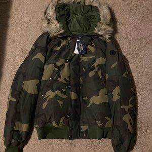 Polo Ralph Lauren Men’s jacket coat camo parka fix fur Large New with tags NWT
